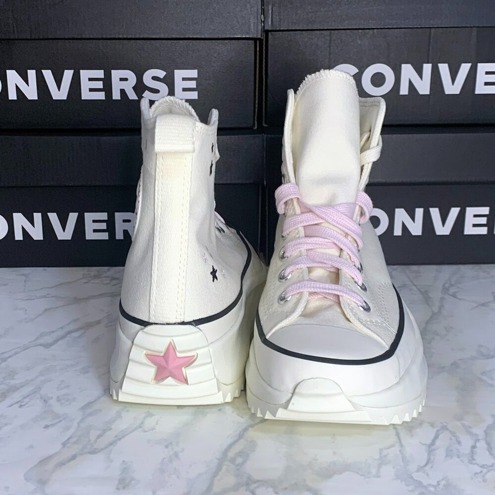 CONVERSE Run Star Hike Platform Embroidered Stars Pink Hi Top NIB Extra Laces - Picture 2 of 4